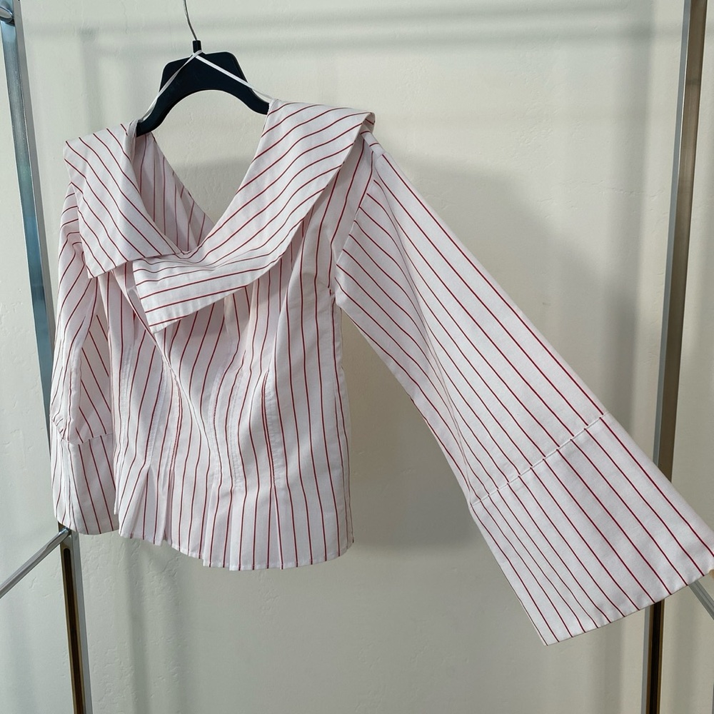 Topshop White and Red Blouse